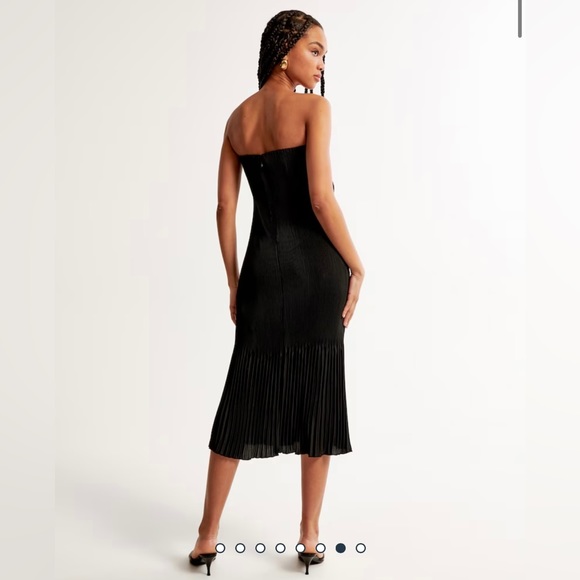 Abercrombie & Fitch pleated midi dress Black XL Petit - Picture 2 of 6